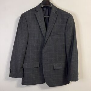 Michael Kors Men's 40 Reg Classic Fit Notch Lapel Plaid Sport Coat Gray Blue